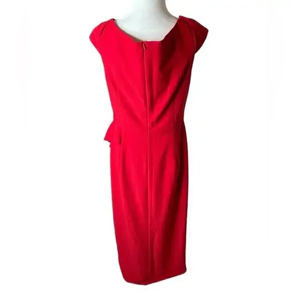 Black Halo Eve by Laurel Berman Red Ruffled Ponte Gown | Size 12 - Picture 5 of 9